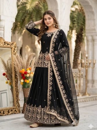 Black Sequence Work Lehenga Choli For Wedding