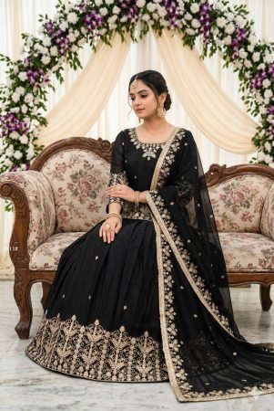 Black Sequence Work Lehenga Choli For Wedding