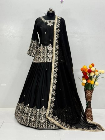 Black Sequence Work Lehenga Choli For Wedding