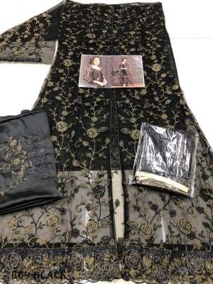 Black Sequence Work Pakistani Semi Stitched Net Koti Suits