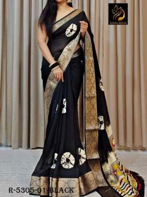 Black Shibori Kalamkari Dola Silk Saree