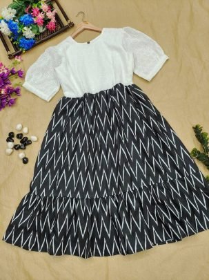 Black   white one piece with Unique Prints