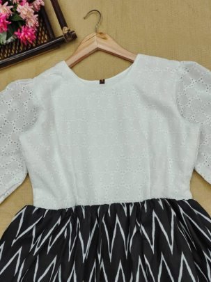 Black   white one piece with Unique Prints