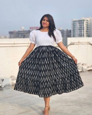 Black   white one piece with Unique Prints