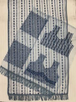 Block Buster Sequins Work Sky Blue Net Saree