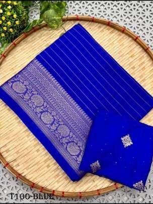 Blue Beautiful Georgette Saree With Viscose Border