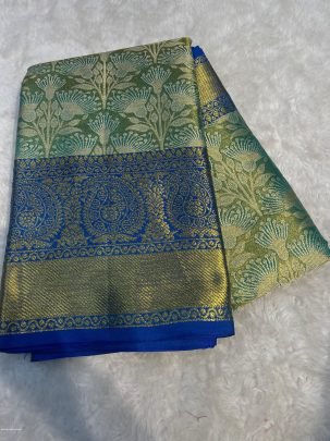 Blue color Handloom Weaving Pure Kanjivaram Silk Saree