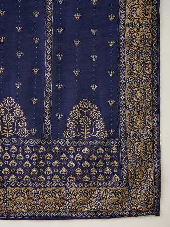 Blue Colour Vichitra Silk Kurti Pant Dupatta