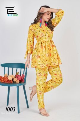 Blue hiils Linen Printed designer co ord sets