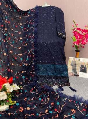 Blue Pure Georgette Pakistani Suit From Fab Funda