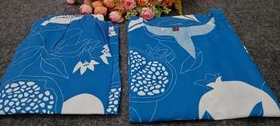 Blue Regular Wear Cotton Kurtis Set With Flower Print