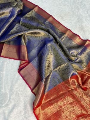 Blue Soft Banarasi Kanchi Tissue Saree by Fab Funda