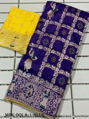 Blue Wedding Dola Silk Saree