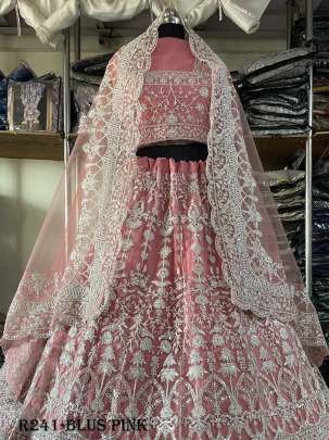 Blus Pink Exclusive Heavy Butterfly Net Bridal Lehenga Choli