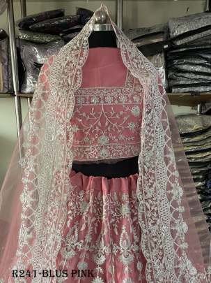 Blus Pink Exclusive Heavy Butterfly Net Bridal Lehenga Choli