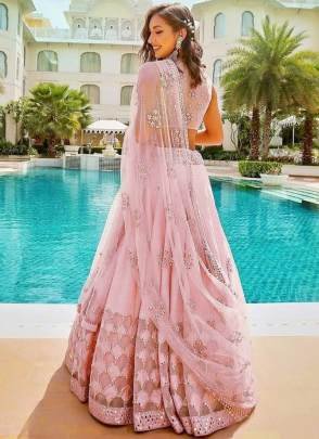 Blush Pink Color Art Silk Fabric Sequins Work Lehenga Choli by Fab Funda