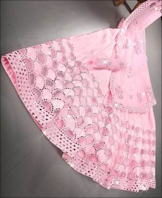 Blush Pink Color Art Silk Fabric Sequins Work Lehenga Choli by Fab Funda