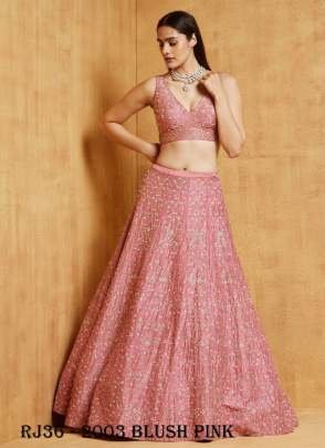 Blush Pink Malai Silk Satin Sequence Lehenga Choli Set with Dupatta