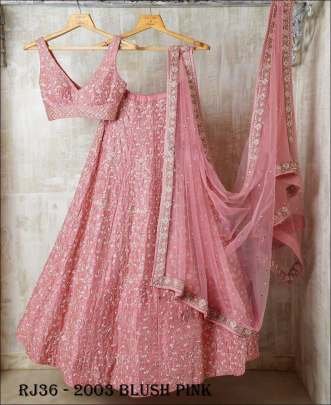 Blush Pink Malai Silk Satin Sequence Lehenga Choli Set with Dupatta