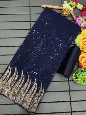 Bollywood BlockBuster 60 gram Georgette Blue Sequence Saree 