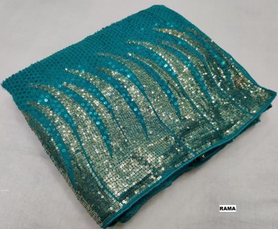 Bollywood BlockBuster 60 gram Georgette Rama Blue Sequence Saree