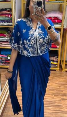 Latest Designer Party Saree With Shrug