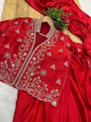 Bollywood Red Party Wear  Saree With Shrug