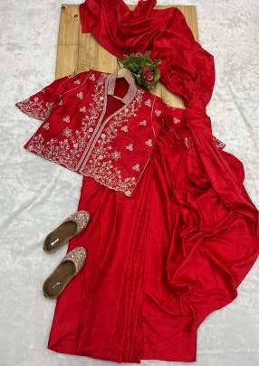 Bollywood Red Party Wear  Saree With Shrug