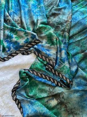 Bottle Green Bollywood Printed Chiffon Saree
