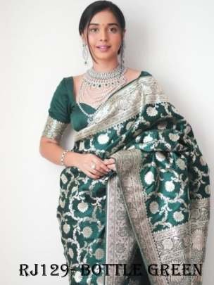Bottle Green Ready to Wear Soft Lichi Silk Saree With Jacquard Zari Weaving