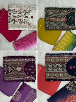 Branded Off White Flower Embroidery Work Rayon Three Piece Kurtis Set