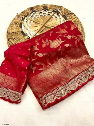 New Bridal Collection Red Pure Georgette Designer Saree