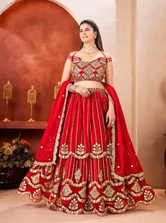 Bridal Red  Georgette Lehenga Choli for Wedding Wear