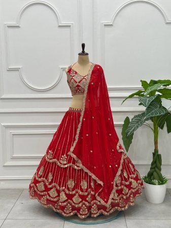 Bridal Red  Georgette Lehenga Choli for Wedding Wear