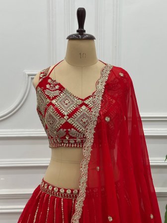 Bridal Red  Georgette Lehenga Choli for Wedding Wear