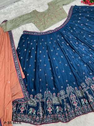 Bridal Wear Heavy Chinon Embroidered Work Lehenga Choli With Dupatta