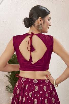 Bridal Wear Maroon Dola Silk Embroidered  StitchedLehenga Choli