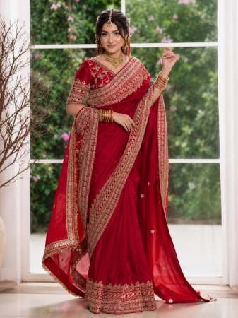 Bridel Wear Red Colour Sequence Work Saree