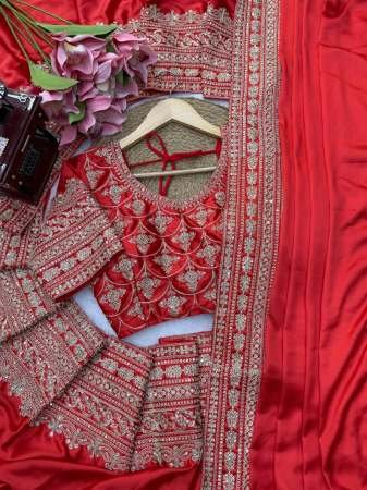 Bridel Wear Red Colour Sequence Work Saree