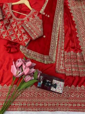 Bridel Wear Red Colour Sequence Work Saree