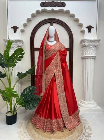 Bridel Wear Red Colour Sequence Work Saree