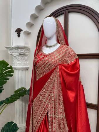 Bridel Wear Red Colour Sequence Work Saree