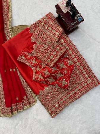 Bridel Wear Red Colour Sequence Work Saree
