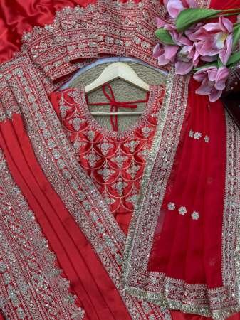 Bridel Wear Red Colour Sequence Work Saree
