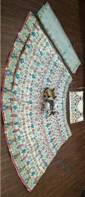 Bridesmaids Multi color Floral Pattern butterfly Net Lehenga Choli