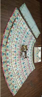 Bridesmaids Multi color Floral Pattern butterfly Net Lehenga Choli