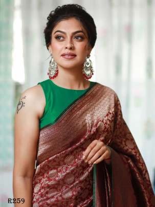 Brown Banarasi Soft Silk Weaving Saree