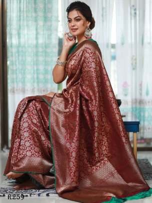 Brown Banarasi Soft Silk Weaving Saree
