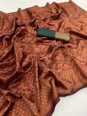 Brown Banarasi Soft Silk Weaving Saree