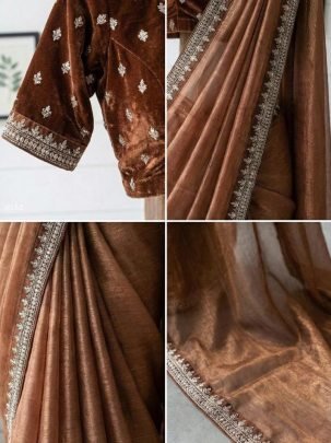 Brown Classic Festive Wear Saree with Elegant Border